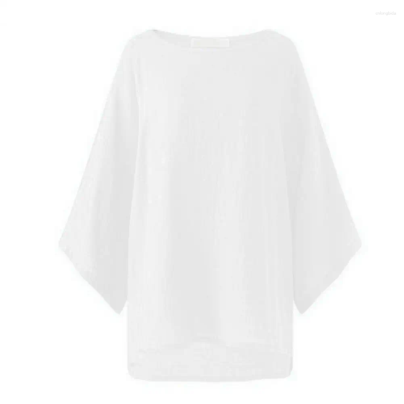 Womens Blouses Women Summer Tops Relaxed Fit Stylish Textured Solid Color 3/4 Sleeve Tee Shirt For Office