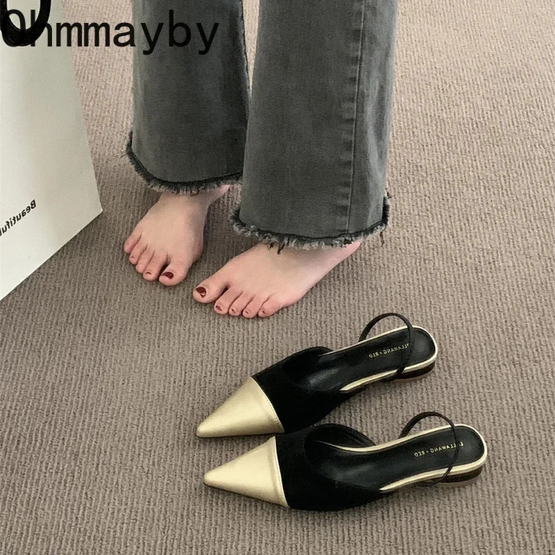 2024 Spring Womens Sandals Fashion Pointed Toe Slip on Ladies Casual Low Boots Slip Womens Steel Shoes 240617