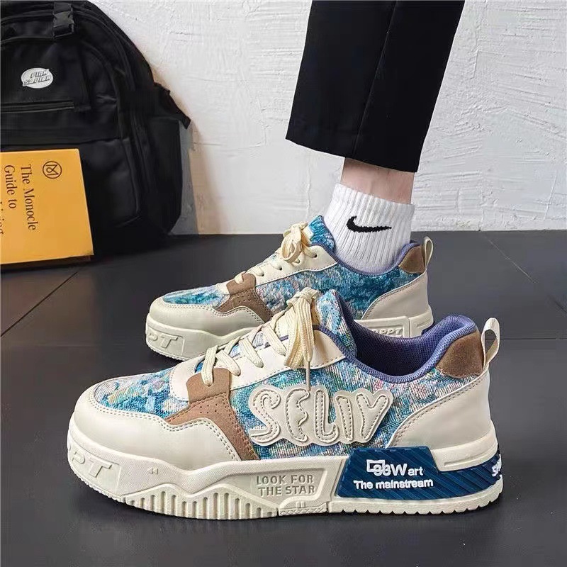 Vintage Sneaker Ddmysports Men Print Sneakers Lightweight Casual Shoes Flat Outdoor Shoe s