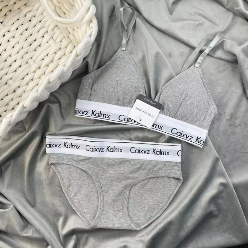 Bras Sets Breathable Backless Print Underwear Set V-neck Sports Letter Printed Bra Wireless Summer Style Women's Bikini