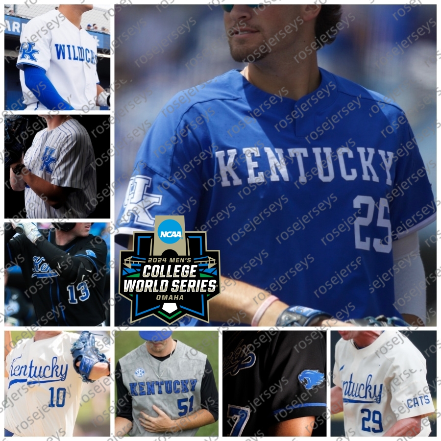 Custom 2024 CWS Kentucky Wildcats Baseball Mitchell Daly Emilien Pitre Nick Lopez Mason Moore Ryan Waldschmidt Devin Burkes Grant Smith James McCoy Jersey