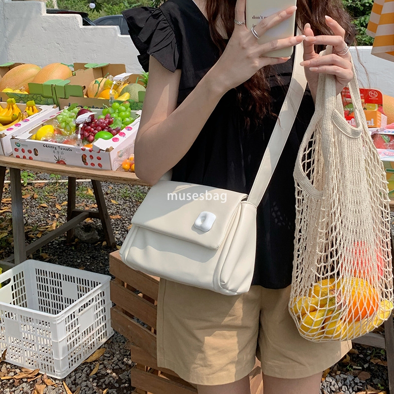 New Fashionable and Trendy Soft Leather Women Bag with Unique Texture Design Soft Cloud Bag Crossbody Small Square Bag Casual Versatile Shoulder Bag