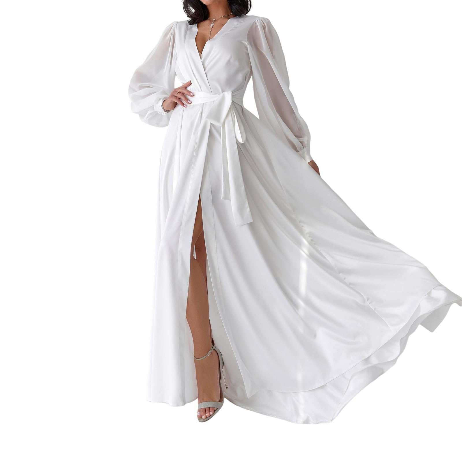 Elegant Bridal Bath Gown Women's Silk Kimono Long Robe Satin Bridesmaid Wedding Sleepwear Beach Blouses Bikini Cover Up Plus Size