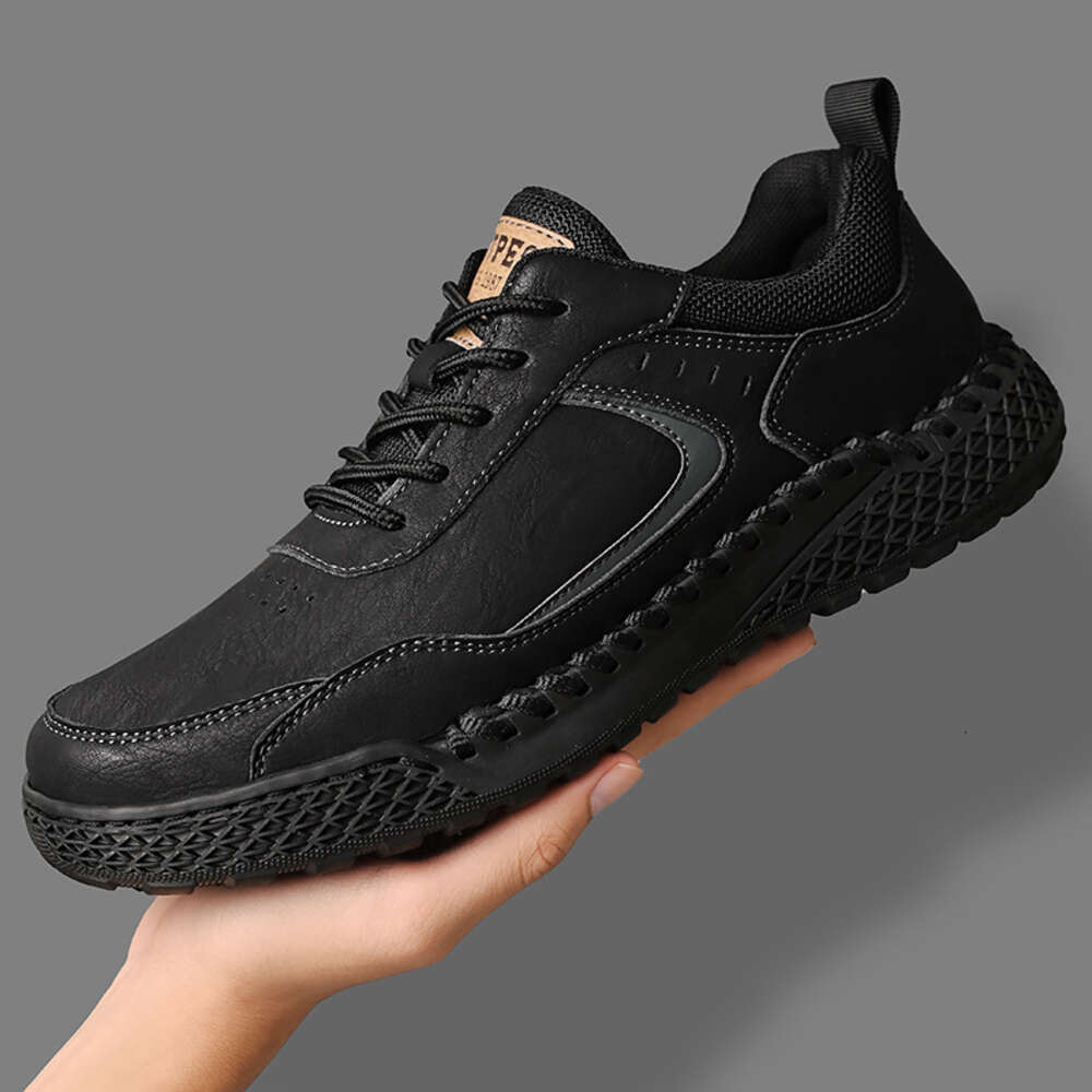 Ddmysports Men S Korean Version Versatile Men Breathable Casual Shoes Non Slip Soft Soles British Fashion Trend One Foot Leather OUTDOOR