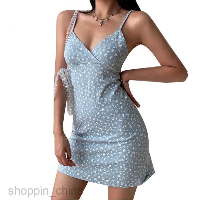 Basic Casual Dresses Y2k Vintage Floral Cross Camis Dress Women Slim Sleeveless V-Neck Summer Sexy Cute Backless Party Black Mini Dresses Woman Cloth