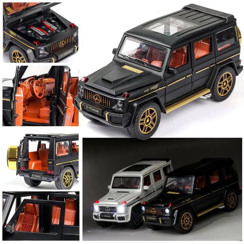 1 24 AMG G63 Model Car Zinc Alloy Pull Back Toy Car with Sound and Light for Kids Boy Girl Gift 240629