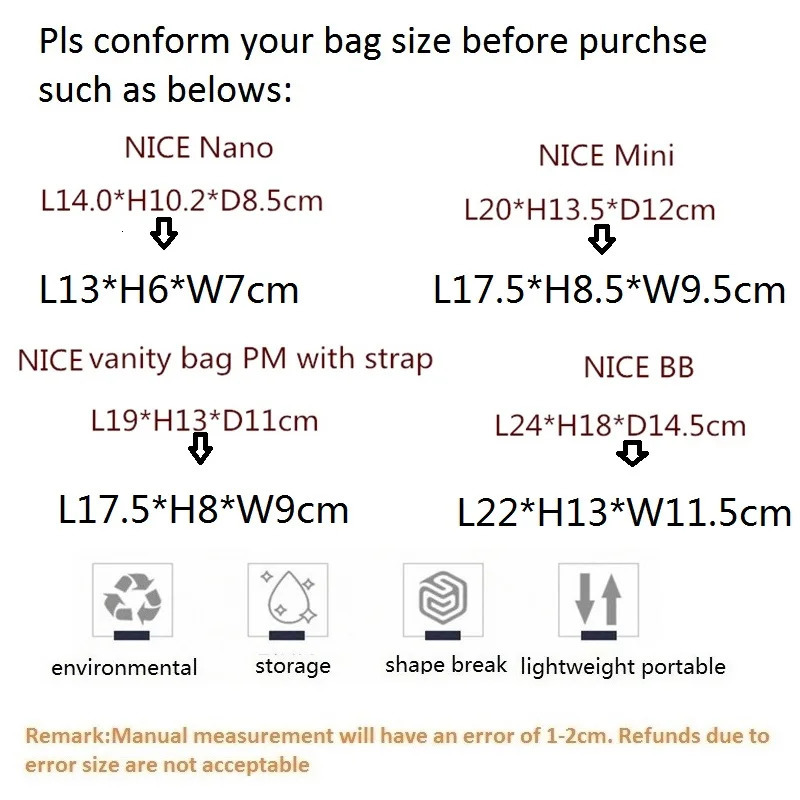 Suitable for NICE Nano Mini BB Felt Insert Bag Organizer Makeup Handbag Organizer Travel Wallet Portable Makeup Bag 240531