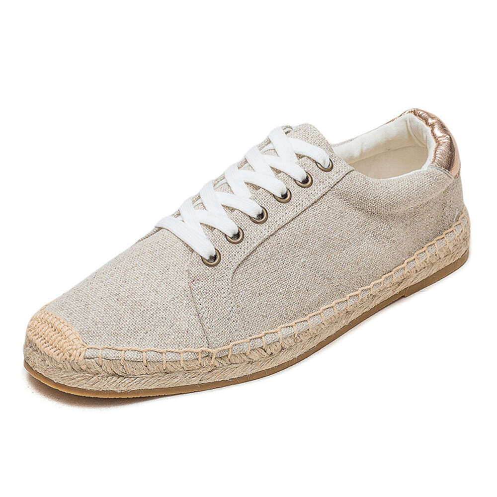 S Men Fisherman Spring Summer New Linen Canvas Simple And Casual Grass Woven Soft Sole Lace Up Sports Shoes One Foot Pedal Ddmysaturn