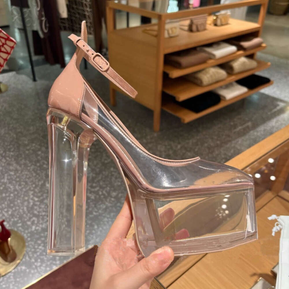 2023 Summer New Fashion Thick Sole Transparent Platform Super High Heels Wedding Party Women's Single Shoes