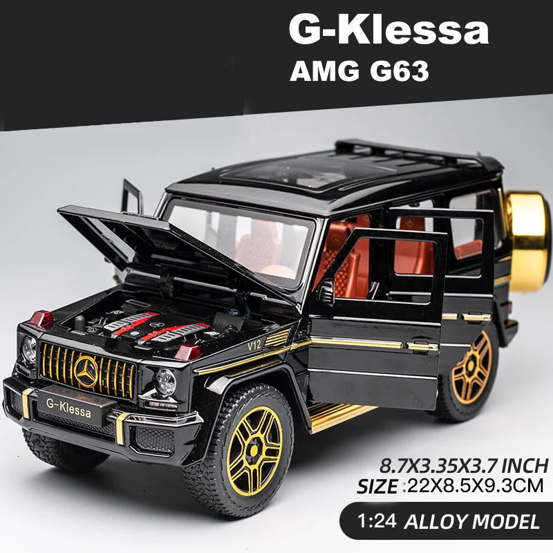 1 24 AMG G63 Model Car Zinc Alloy Pull Back Toy Car with Sound and Light for Kids Boy Girl Gift 240629