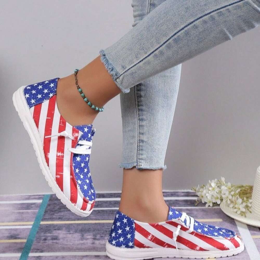Female Large Size Star Stripe Pattern Casual Single Shoe Us Flag Ddmysaturn