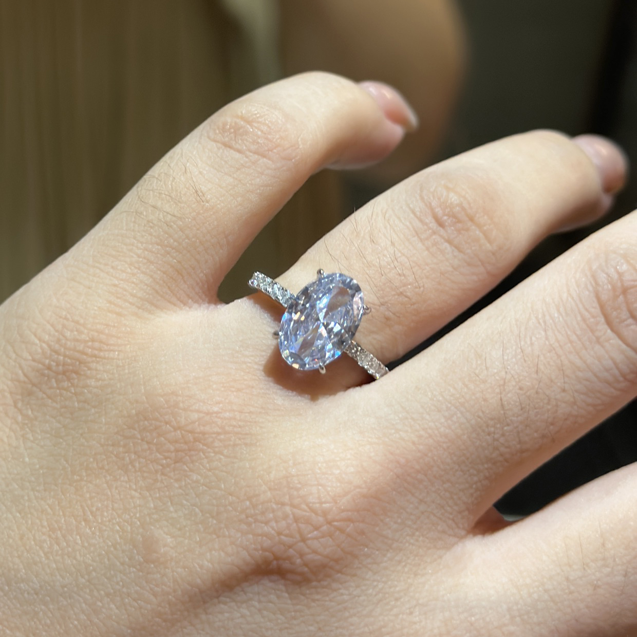 ring Moissanite Engagement Ring 925 silver diamond Set with diamonds official reproductions diamond European size jewelry fashion exquisite gift with 