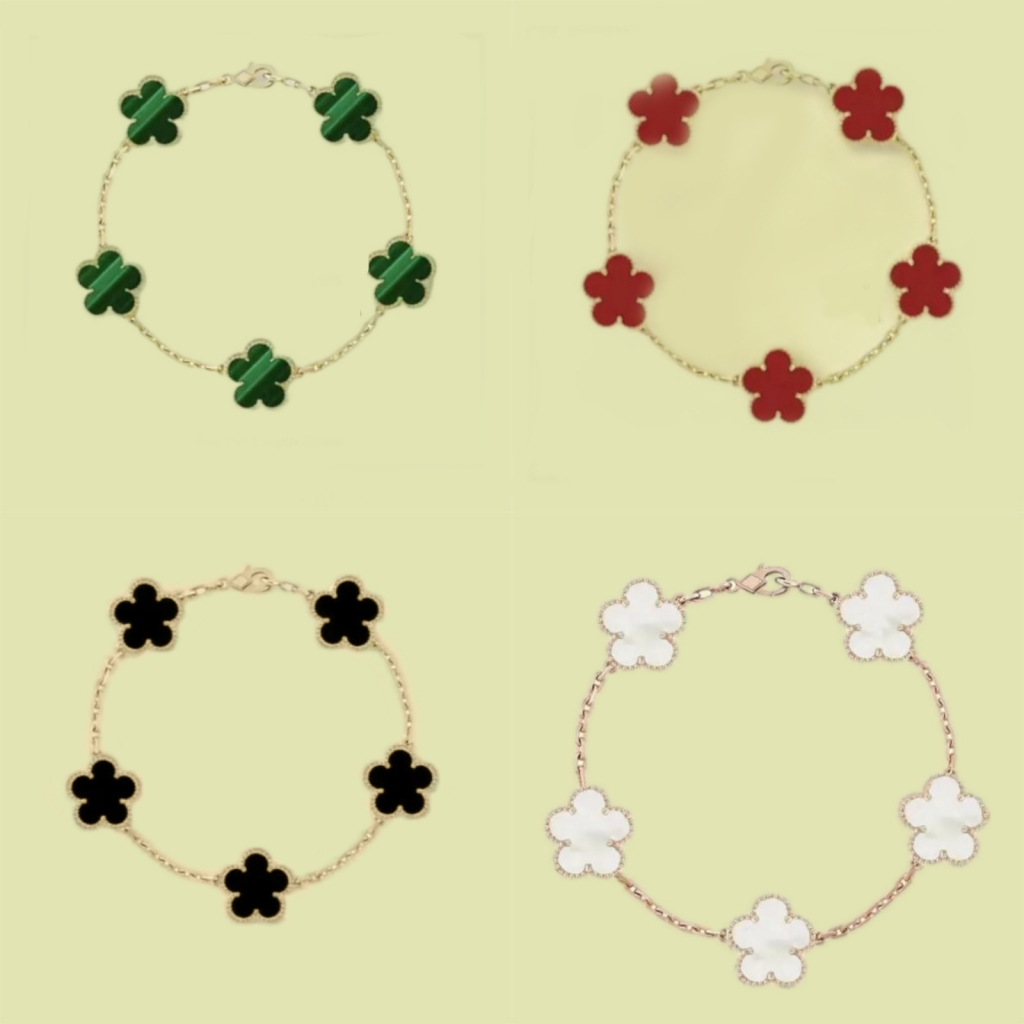 Classic designer bracelet women clover bracelet designer jewelry 18k gold plated chain shell mother of pearl white green diamond charm bracelets fashion gift hj038