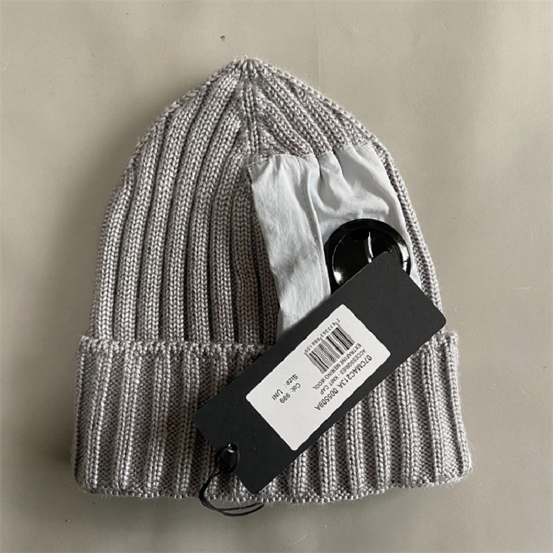 Extra fine merino wool utility caps one lens logo men beanies outdoor knitted warm women skull hats black grey