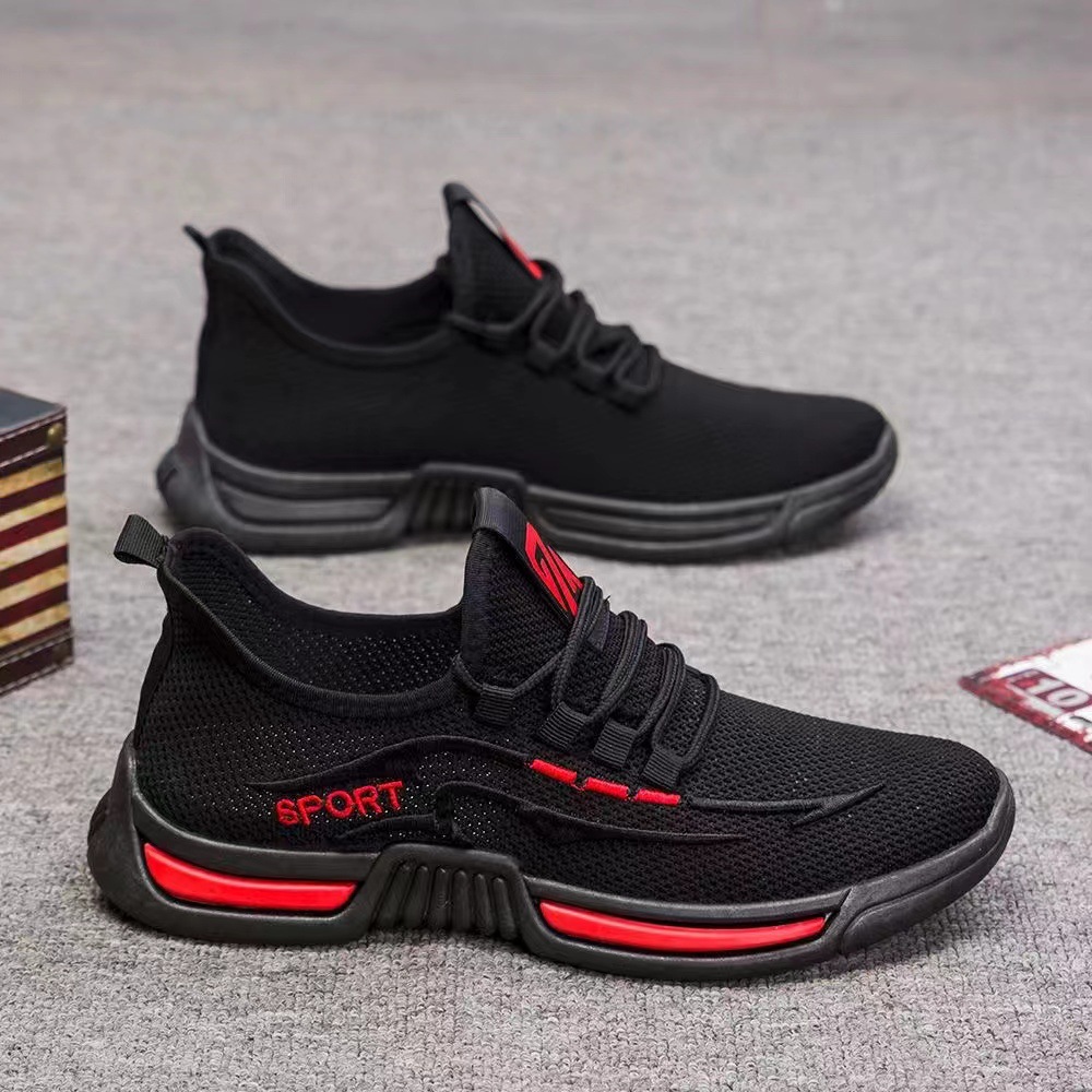 New Men Sports Sneakers Casual Style Athleisure Outdoor Activities Running Net Ultralight Shoes Breathable Comfortable Red Free shipping