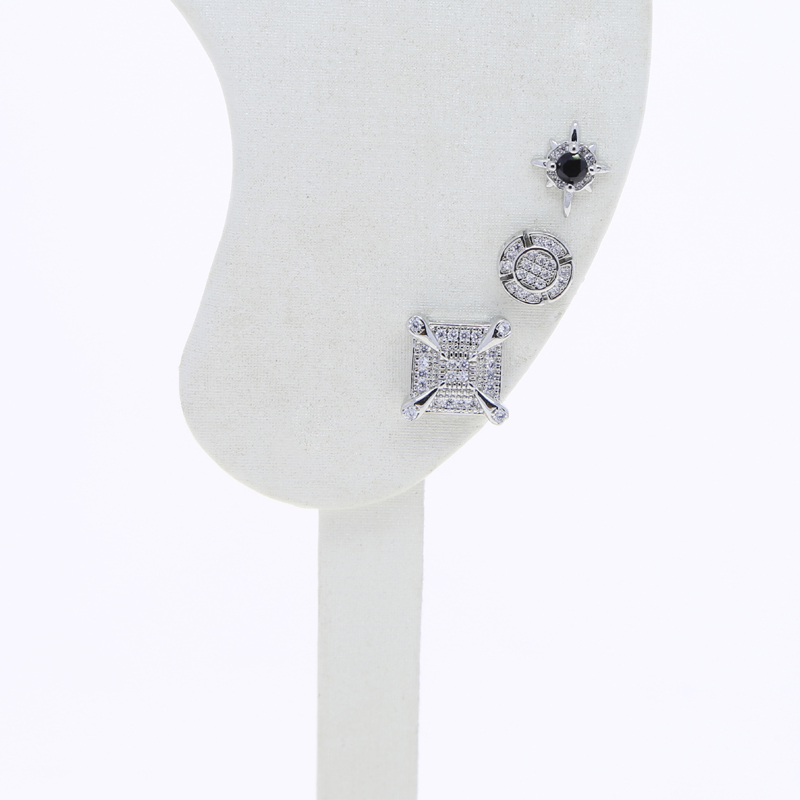 Bg Micro Pave Sparkg Cubic Zirconia Unique Round Square Earrings For Women