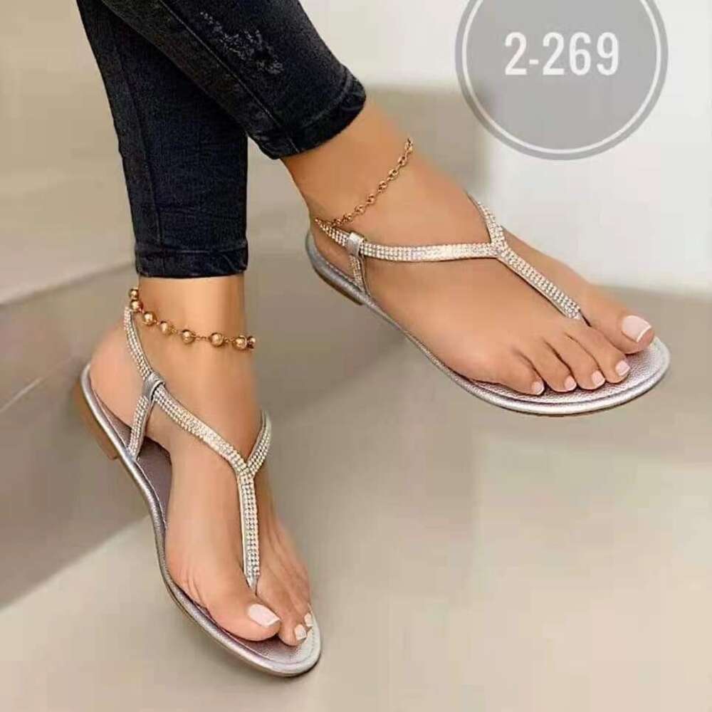 Size Summer Large New Sandals For Women S Fashion Rhinestone Toe Clip Ins Small Fresh Flat Slippers Ddmysaturn