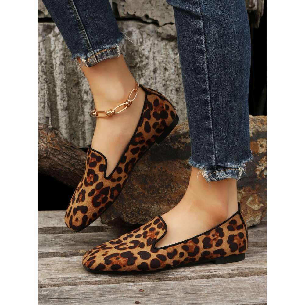 Summer New Large Women S Feeling Lazy Leopard Pattern Tongue Casual Flat Single Shoes Ddmysaturn