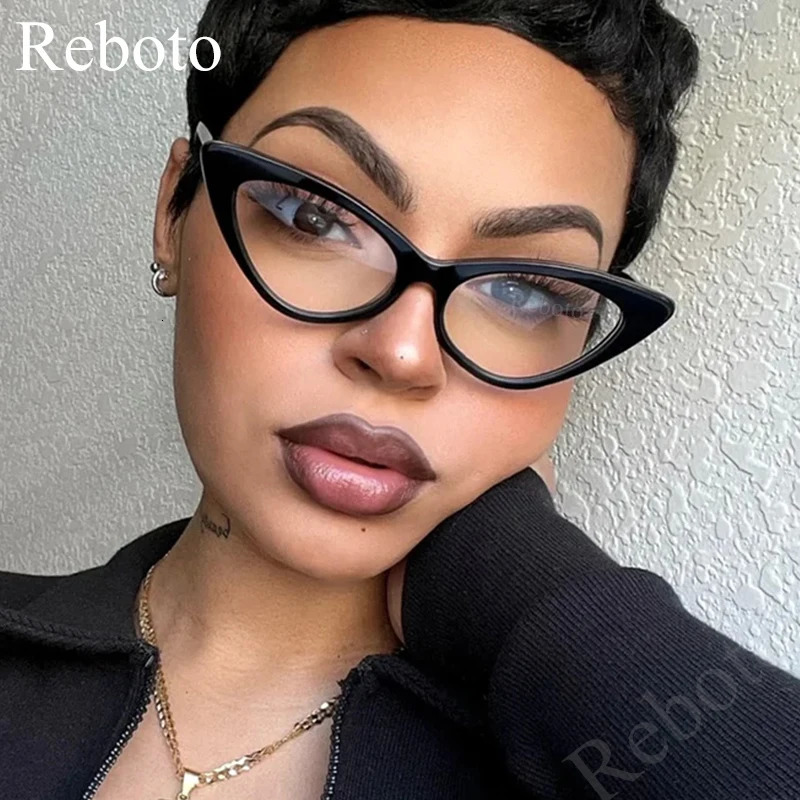 Sexy Cat Eye Black Glasses Frame For Women Optical Anti Blue Light Fashion Small Cateye Eyeglasses Retro Spectacles Eyewear 240618
