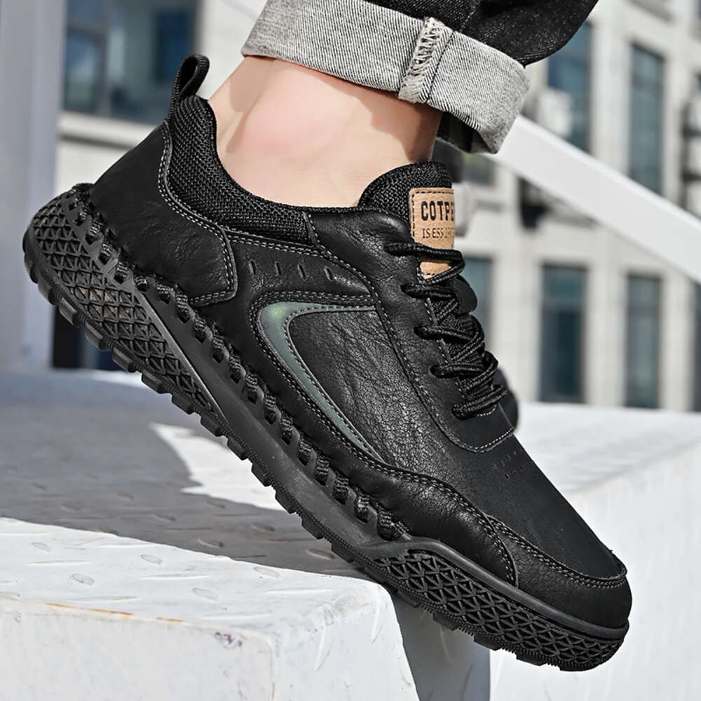 S Korean Men Version Versatile Men Breathable Casual Shoes Non Slip Soft Soles British Fashion Trend One Foot Leather Ddmysaturn