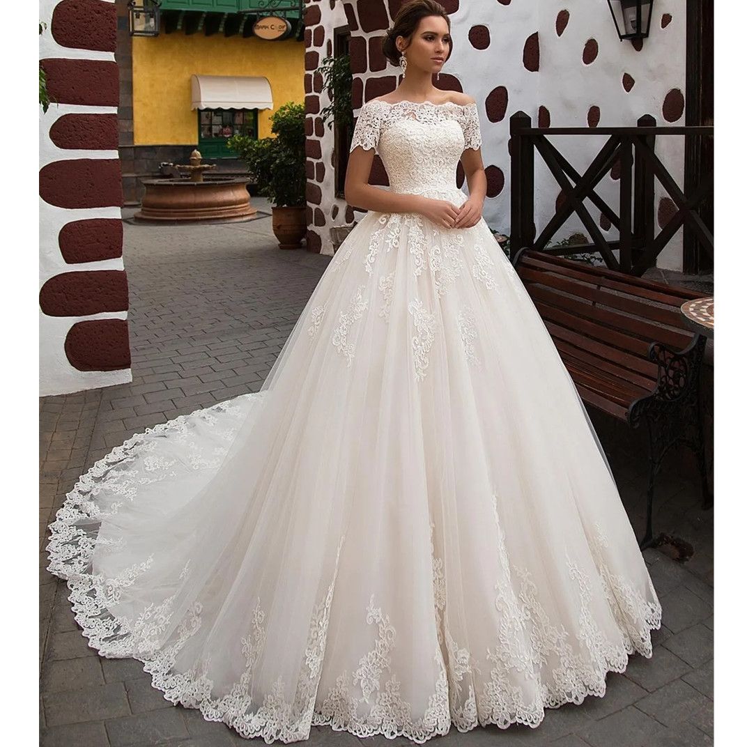 Vintage Arabic Plus Size Princess Wedding Dresses Lace Country Bridal Gowns Appliques Off-Shoulder Vestido de Novia Bridal Dress 2024 Custom made