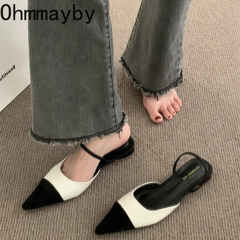 2024 Spring Womens Sandals Fashion Pointed Toe Slip on Ladies Casual Low Boots Slip Womens Steel Shoes 240617