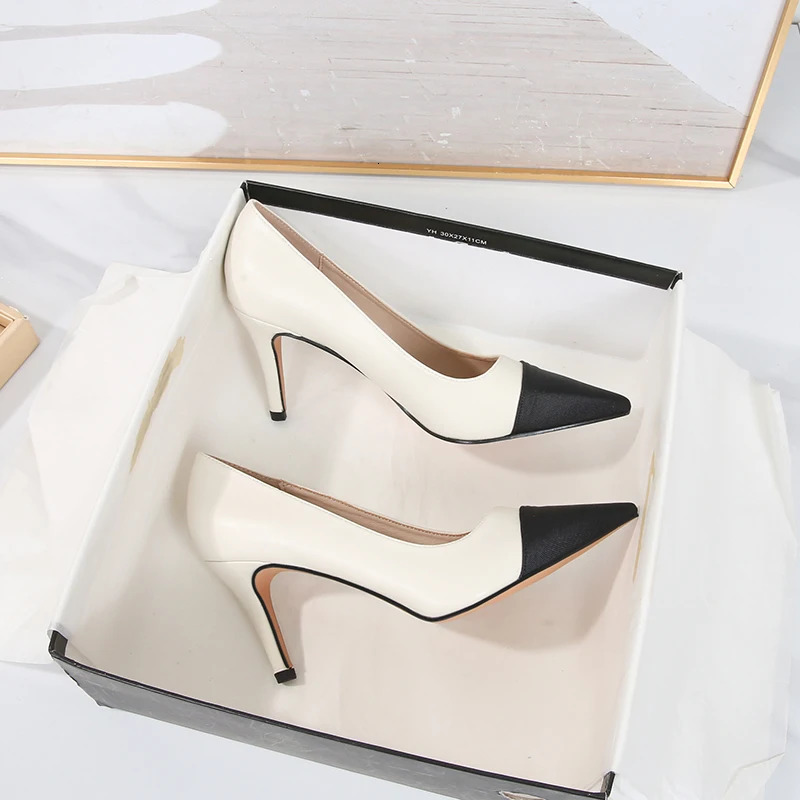 Small fragrant high heels womens light pointed toe stiletto single shoes French white womens shoes spring and autumn nude prof 240619