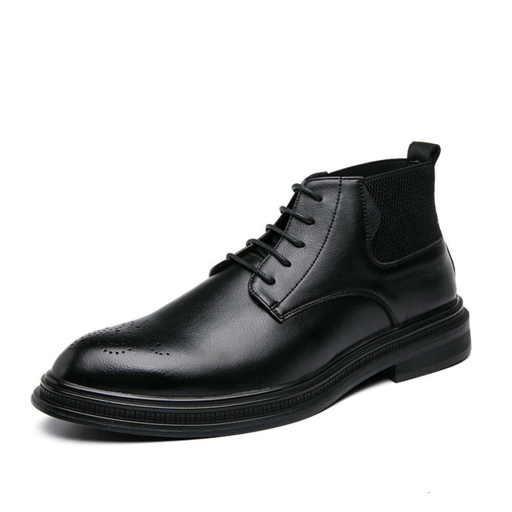 Block Chelsea English Carved Autumn Winter New Leather Casual Martin Boots Men S Shoes Ddmysaturn