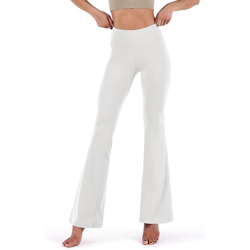 Anti bacterial lulu Yoga flares women Lycra high waist hip lift wide leg pants Sports micro workout pants without embarrassing elastic hip lift sexy quick dry.