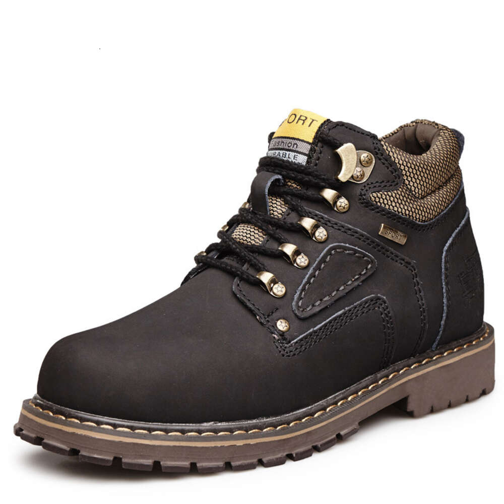 Men S Work High Top Shoes Autumn And Winter Genuine Short Big Yellow Trendy Matte Leather Boots Large Size Ddmysaturn