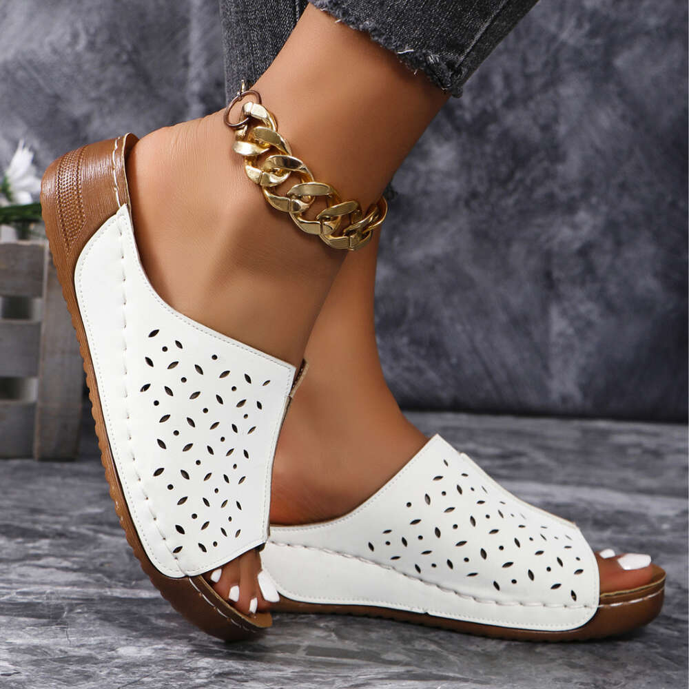 Women Large New S Thick Sole Flyline Roman Windfish Mouth Slope Heel Sandals Ddmysaturn