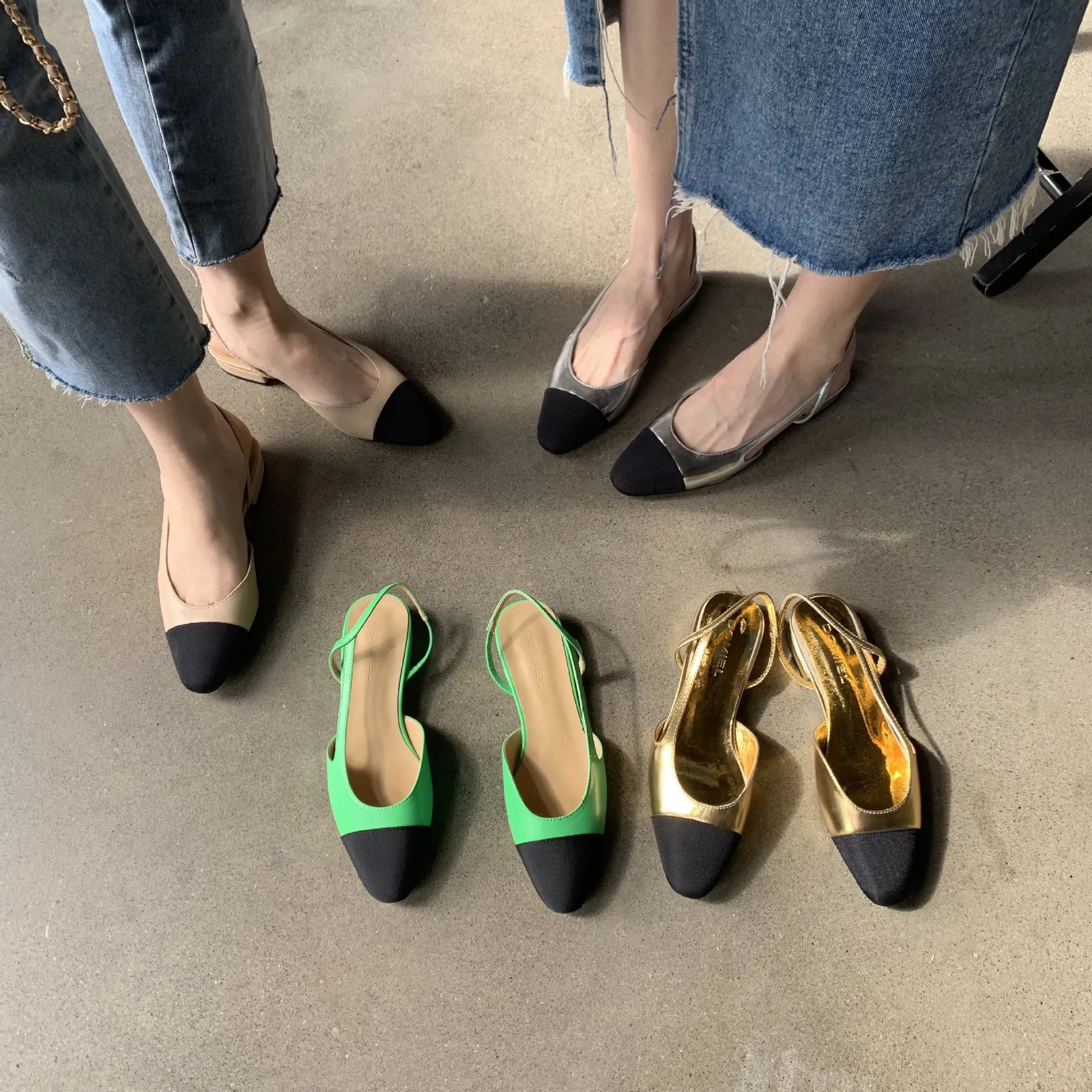 Retro womens shoes beige high heels sandals round toes shallow mouth original black comfort closed low basic PU neutral back Str for girls 240617