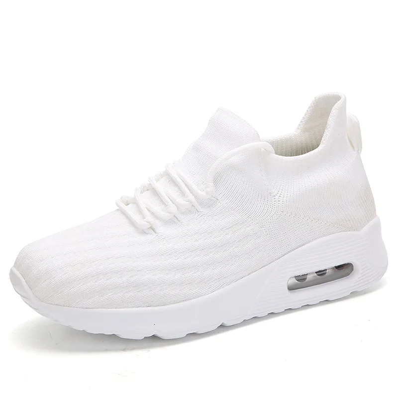 Sneakers Girls Flat Running Woman Outdoor Breathable Knit Upper Soc Lightweight Athletic Chunky Shoes Lace Up Platform