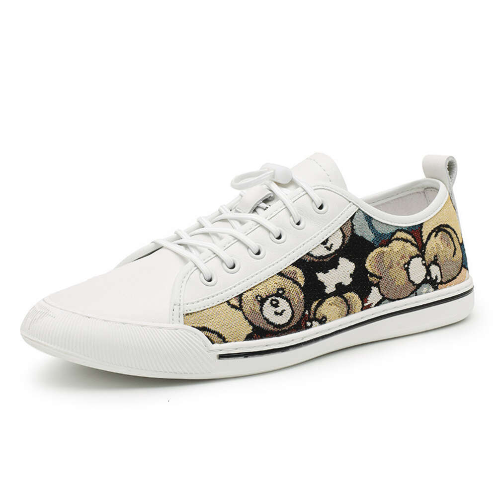 Breathable Lazy Versatile Luxury White Men S Embroidered Little Bear Trendy European Goods Board Shoes Ddmysaturn