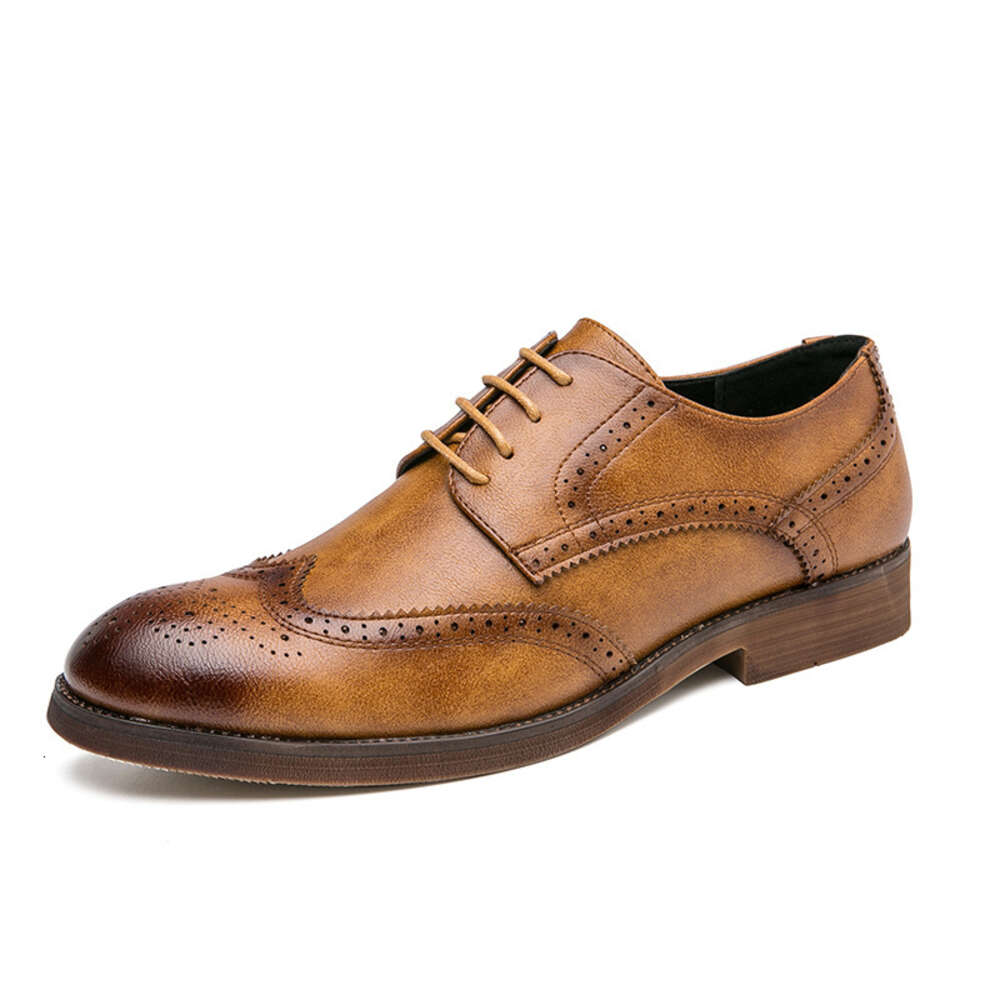 British Oversized Block Carved Leather Breathable Business Casual Shoes Men S Trend Ddmysaturn