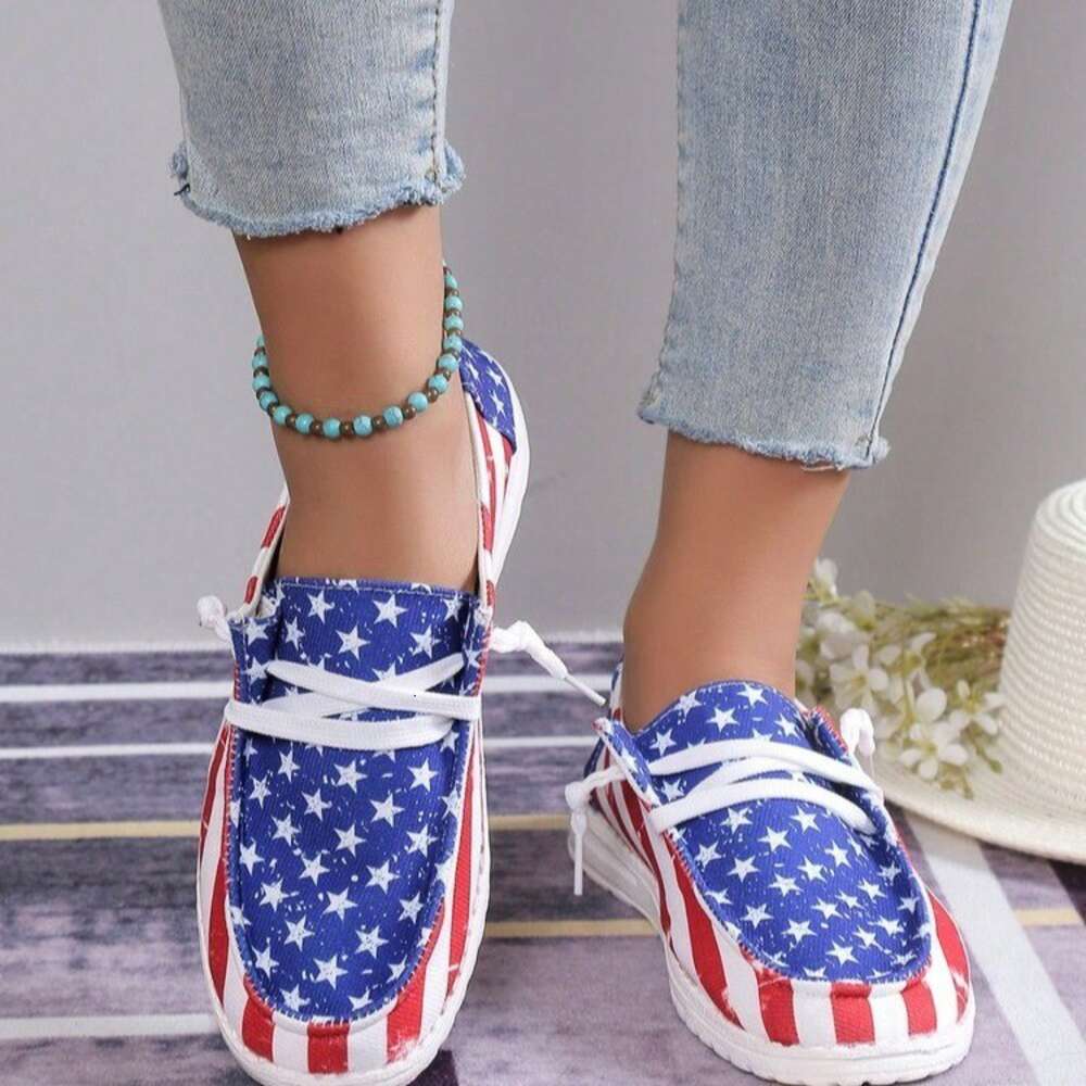 Female Large Size Star Stripe Pattern Casual Single Shoe Us Flag Ddmysaturn