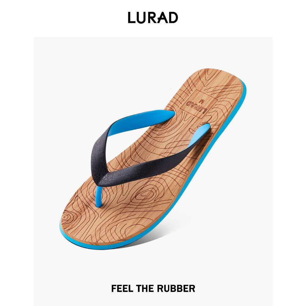 Men's herringbone slippers, summer wood grain anti slip flat heels, clip on sandals, beach shoes trend