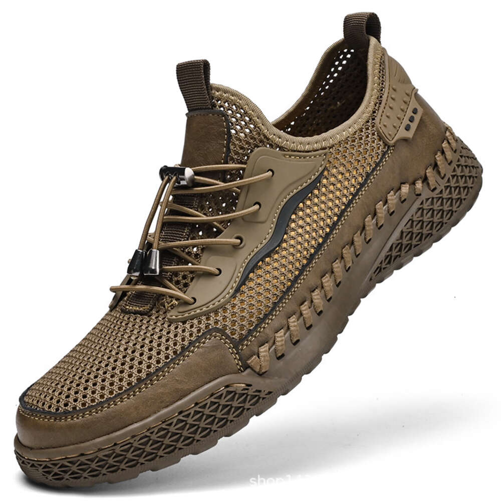 Ddmyoutdoor Italian Cabinet Removal Leak Detection Genuine Leather Flying Woven Sports Men S Mesh Casual Shoes Hollowed Out