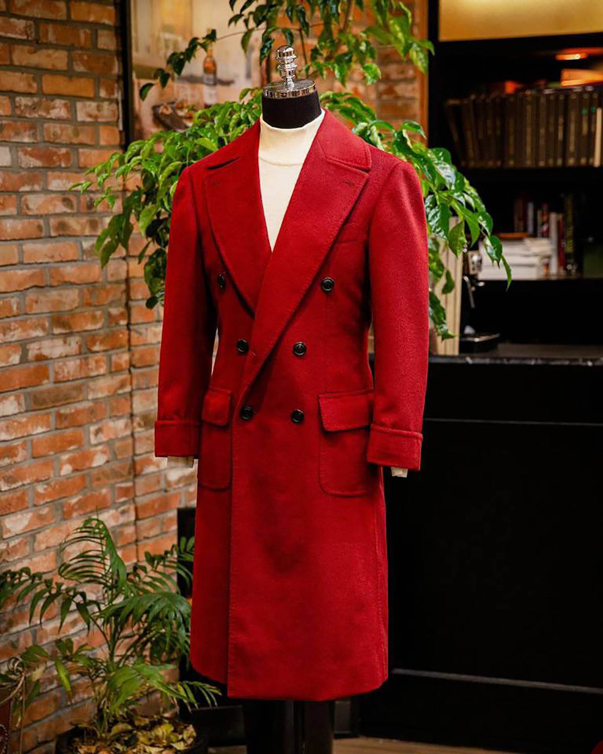 Formal Red Men Suit Blazer Long Overcoats Jacket Coat For Business Man Winter Woolen Thick Tuxedos Custom Made Prom Wear