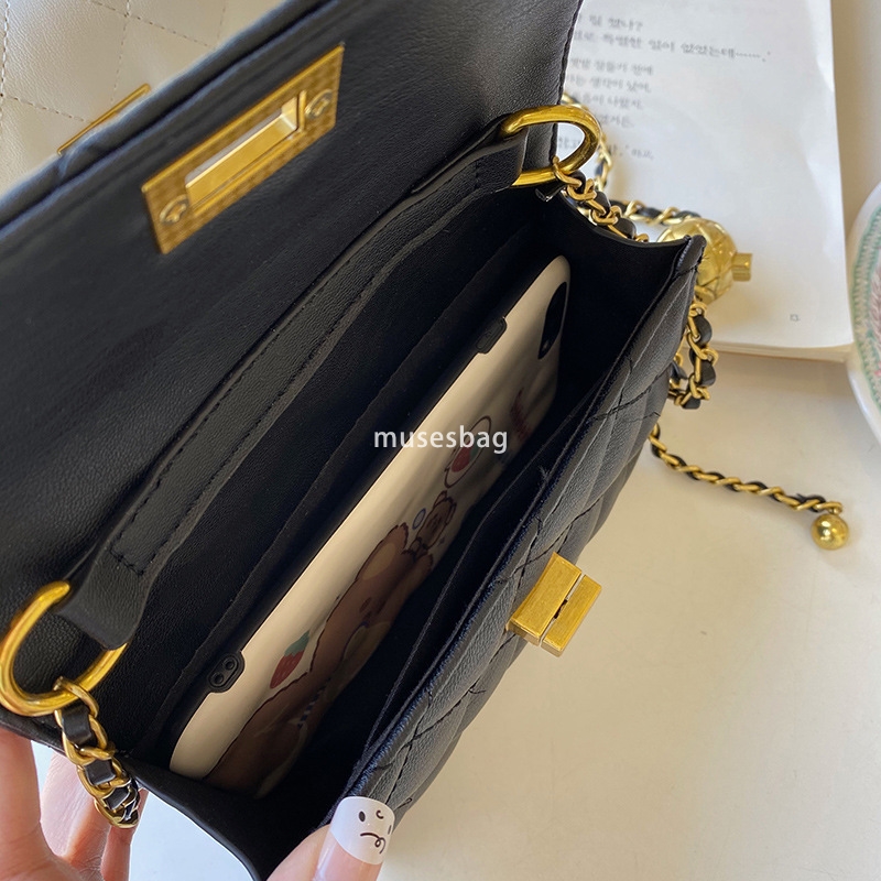 Transfer Pearl Mobile Phone Bag Chain Bar Small Square Bag Women's Single Shoulder Crossbody Bag Korean Edition Autumn New Trendy Chest Bag Waist