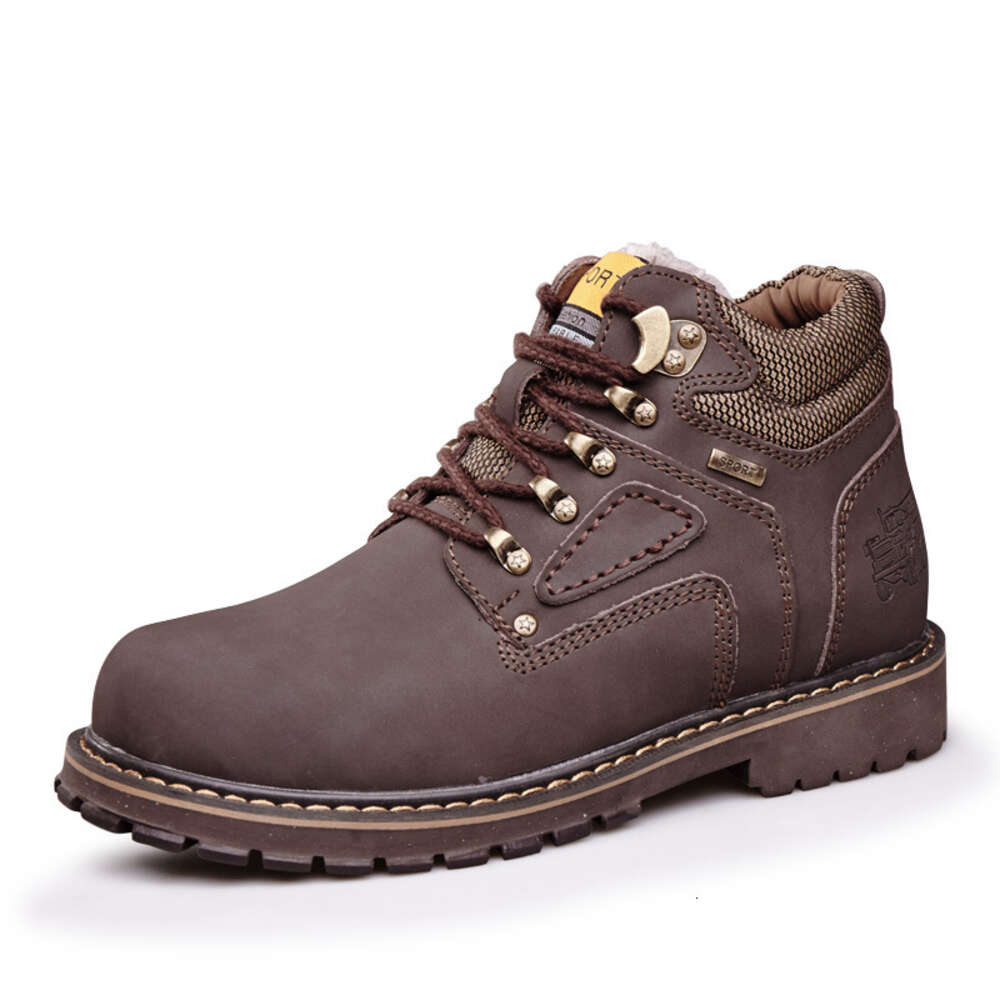 Men S Work High Top Shoes Autumn And Winter Genuine Short Big Yellow Trendy Matte Leather Boots Large Size Ddmysaturn
