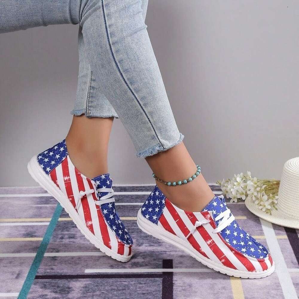 Female Large Size Star Stripe Pattern Casual Single Shoe Us Flag Ddmysaturn