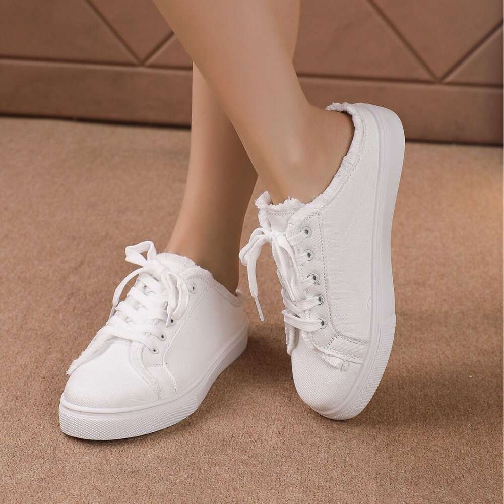 Size Summer Large New Slippers Women S Fashion Versatile Little White Half Slipperboard Shoes Ddmysaturn