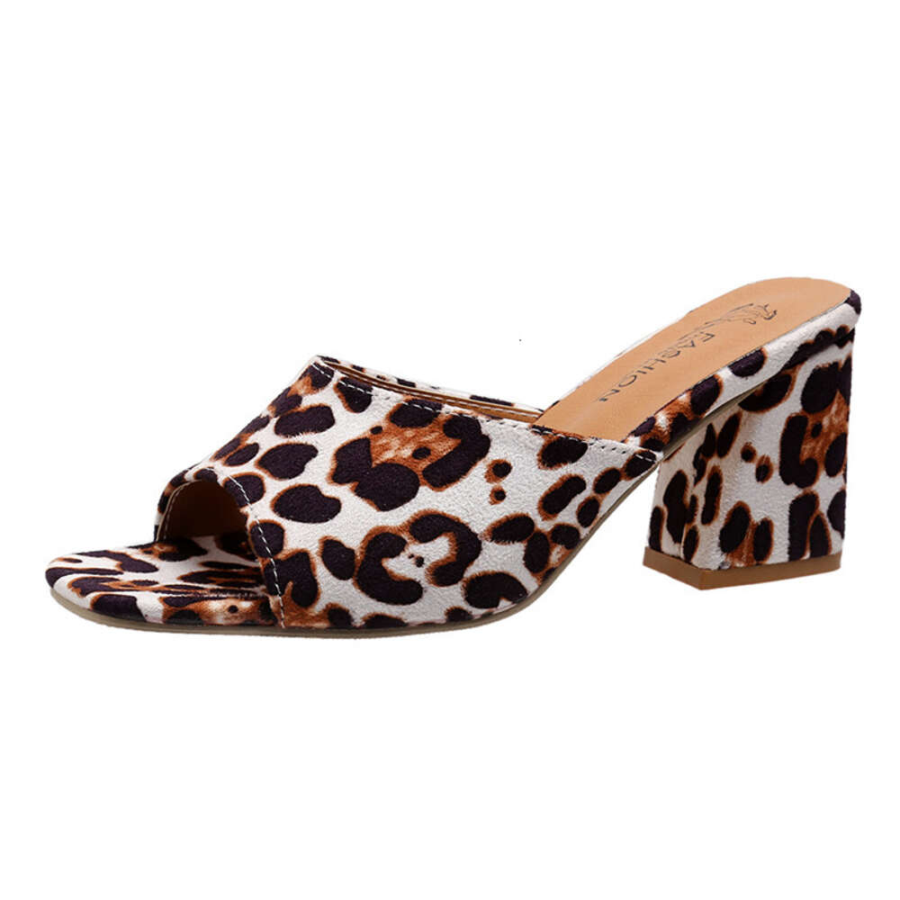 Summer New Large Women S Leopard Pattern Sexy Thick High Heel Sandals Ddmysaturn
