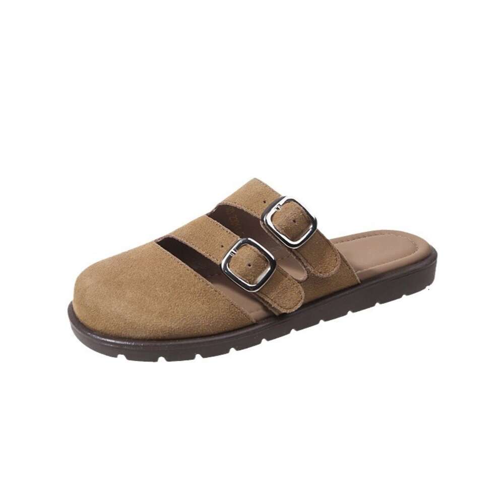 New Women Large S Head British Style Muller Reverse Velvet Buckle Sandals Lazy Slippers Ddmysaturn