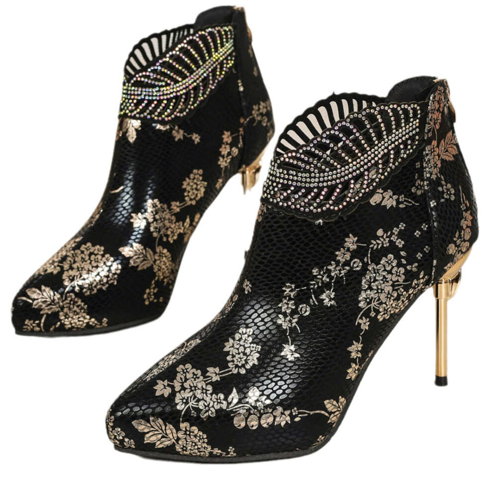 Women Large Summer S China Chic Plum Blossom Pointed Short Boots With Thin Heels Ddmysaturn