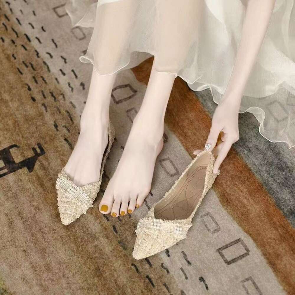 Size Women Large S French Mesh Small Fragrant Ins Gentle And Pointed Flat Shoes Lazy To Kick With One Foot Ddmysaturn