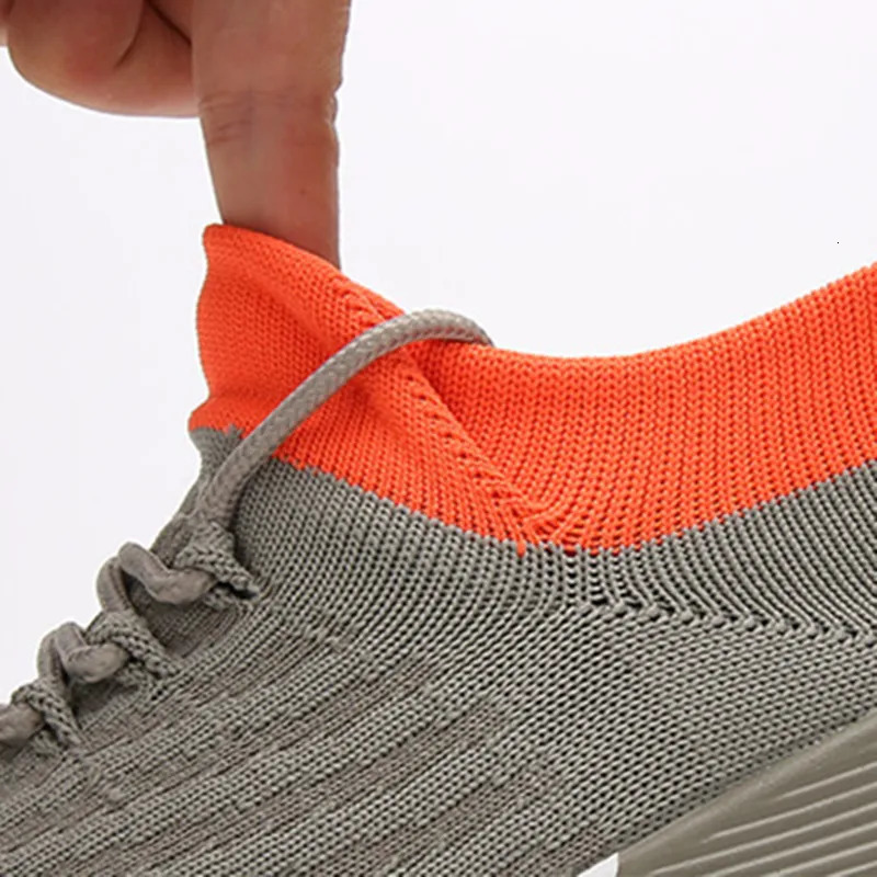 Sneakers Girls Flat Running Woman Outdoor Breathable Knit Upper Soc Lightweight Athletic Chunky Shoes Lace Up Platform