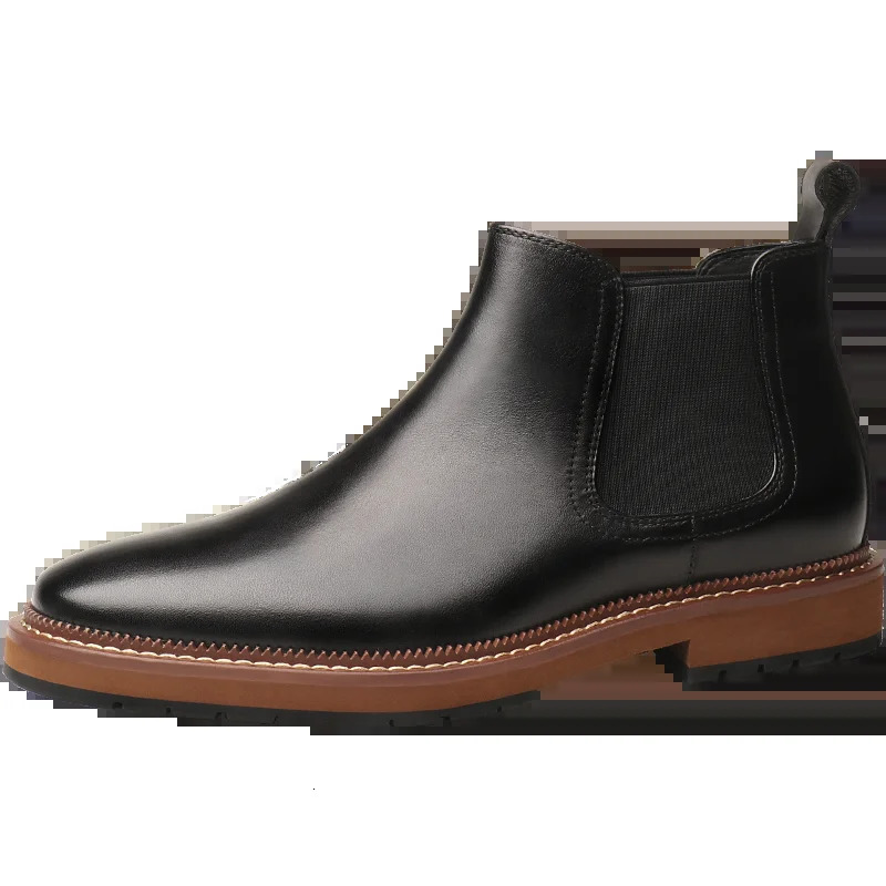 Chelsea men's boots English style leather boots cowhide made set feet comfortable wear to work 240619