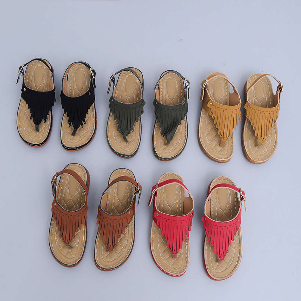 Women Large Size S Tassel Clip Toe Flat Sandals Roman Sandals Ddmysaturn